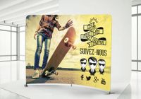 STAND TUBULAR RECTO O CURVADO EN TELA IMPRESA